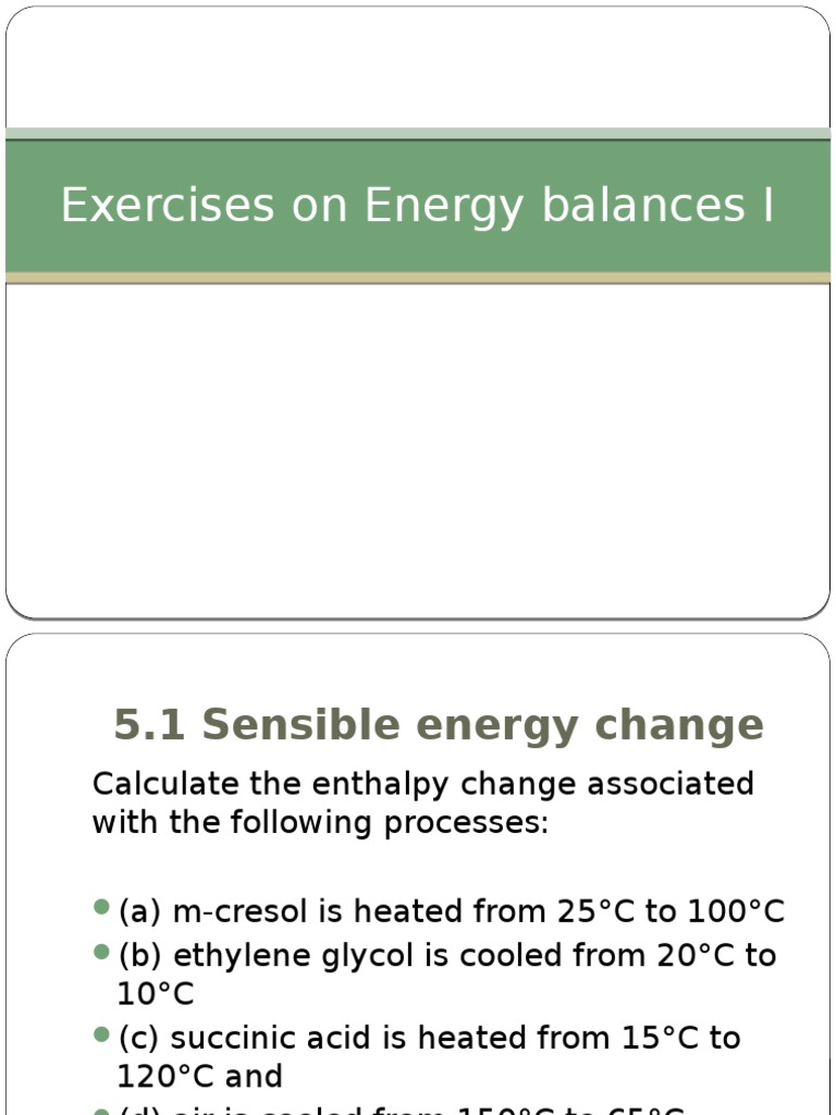 Exercises On Energy Balances | PDF | Cooking, Food & Wine | Science ...