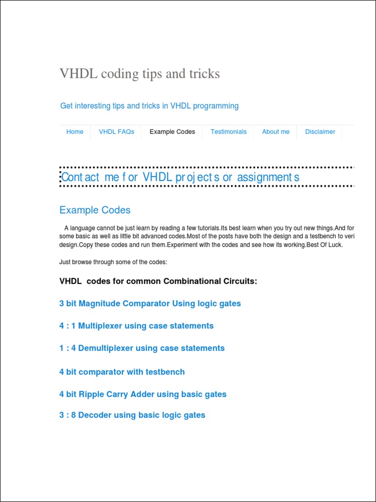 VHDL Programming Tips and Examples | PDF | Business | Technology ...