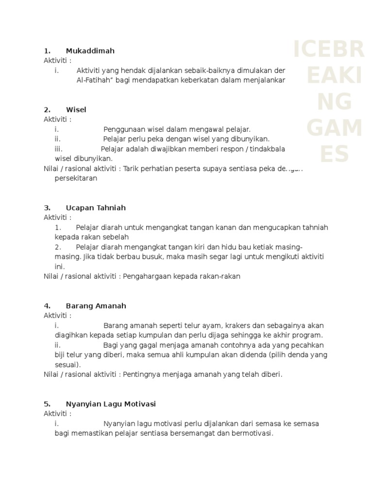 Permainan Berkumpulan Ice Breaking Pdf