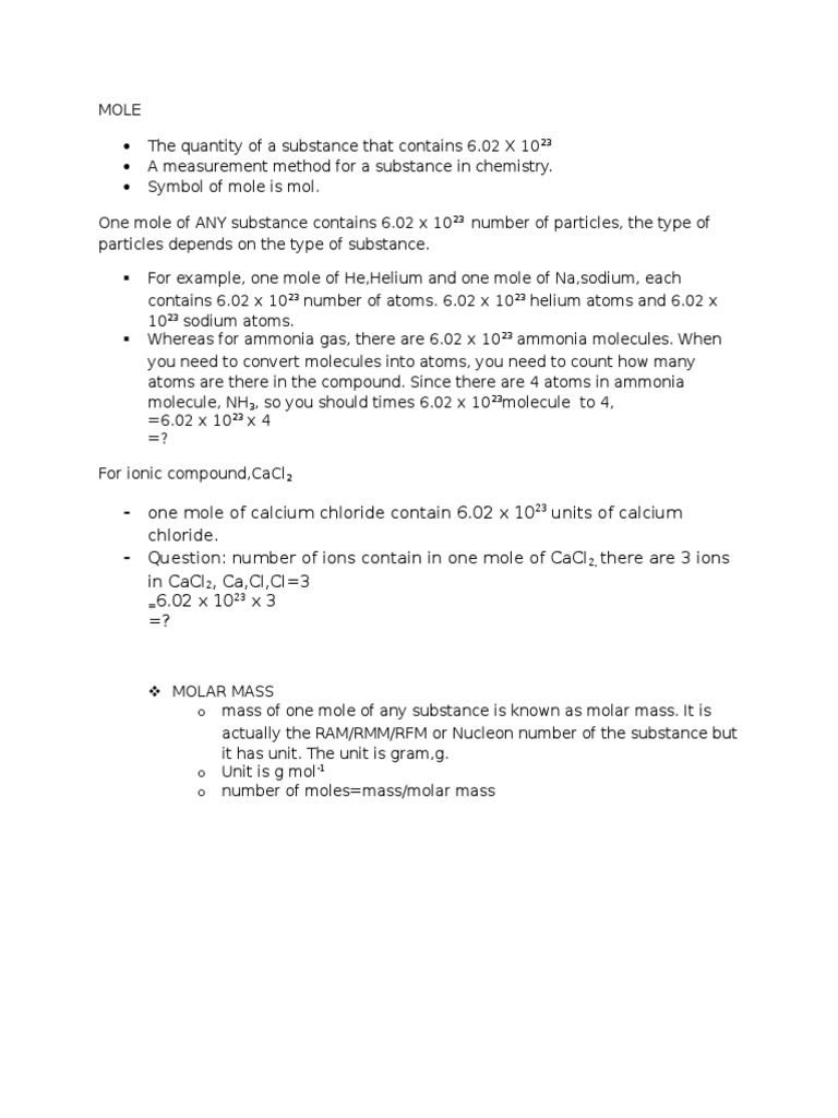 Understanding Moles and Molar Mass | PDF | Teaching Methods & Materials ...
