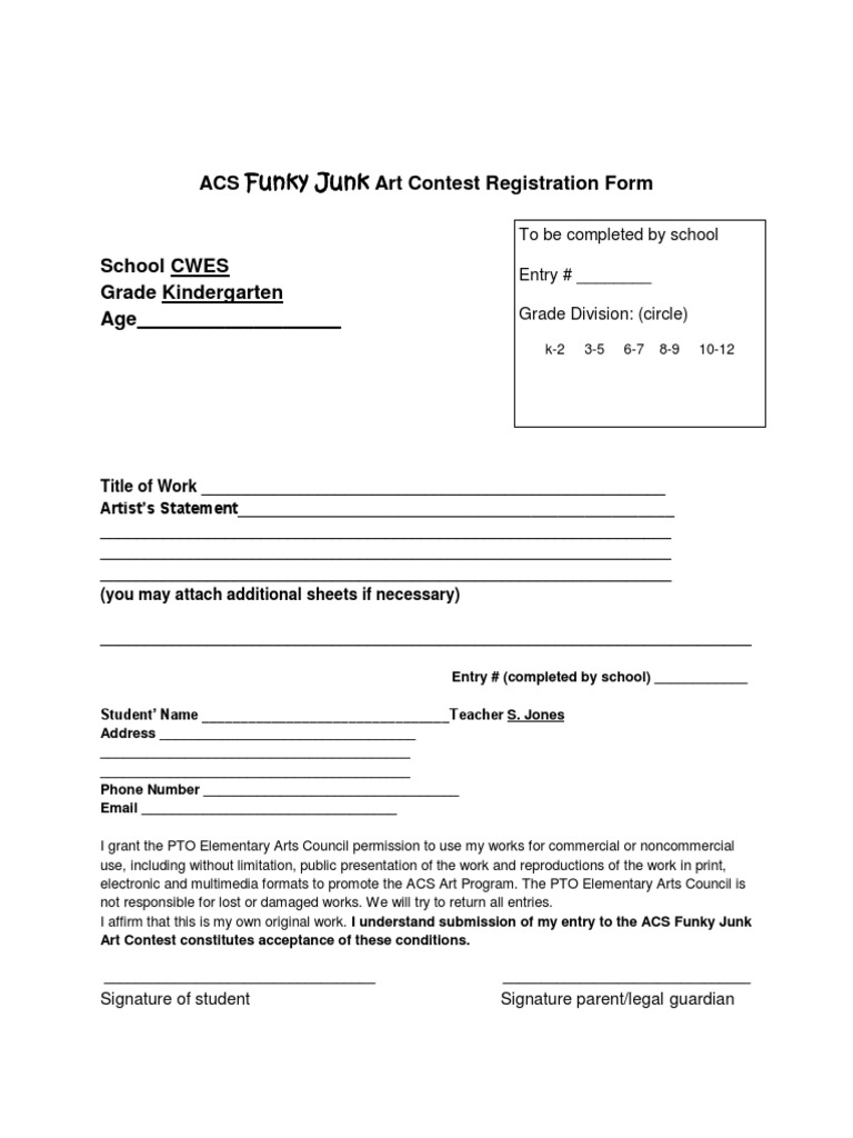 2015 Funky Junk Registration From PDF | PDF | Teaching Methods & Materials