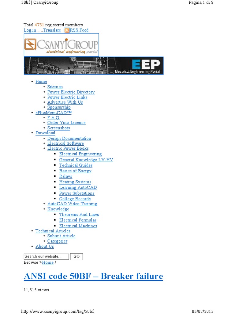 Protection Relay 50bf | PDF | Relay | Power Engineering