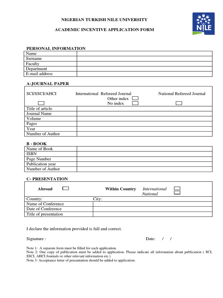 Academic Incentives Application Form | PDF