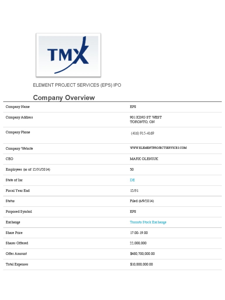 Ipo - Element Project Services | PDF