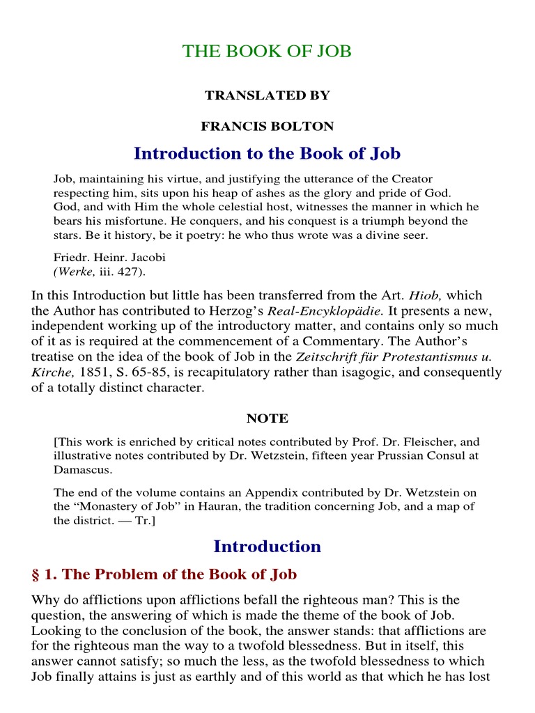 Keil and Delitzsch Commentary On Job | PDF | Book Of Job | Ketuvim