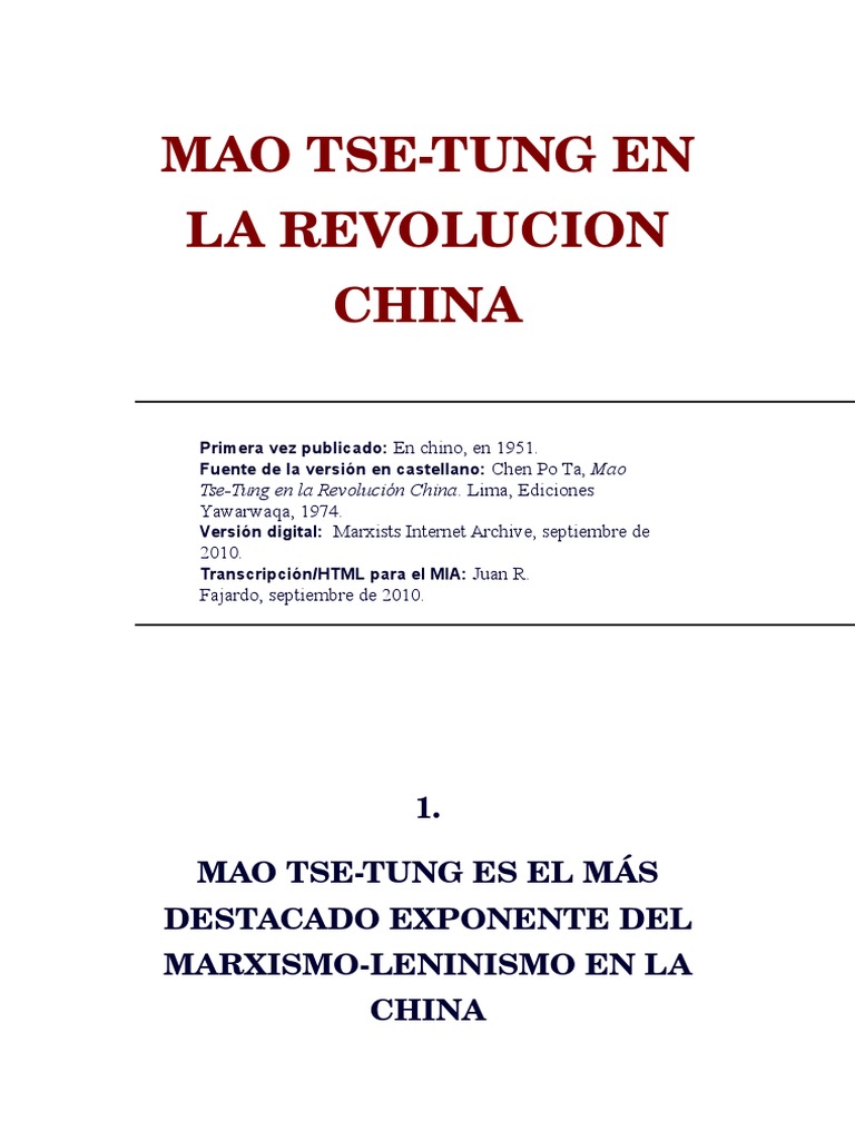 Mao Tse-Tung y la Revolución China | PDF | Mao Zedong | Comunismo