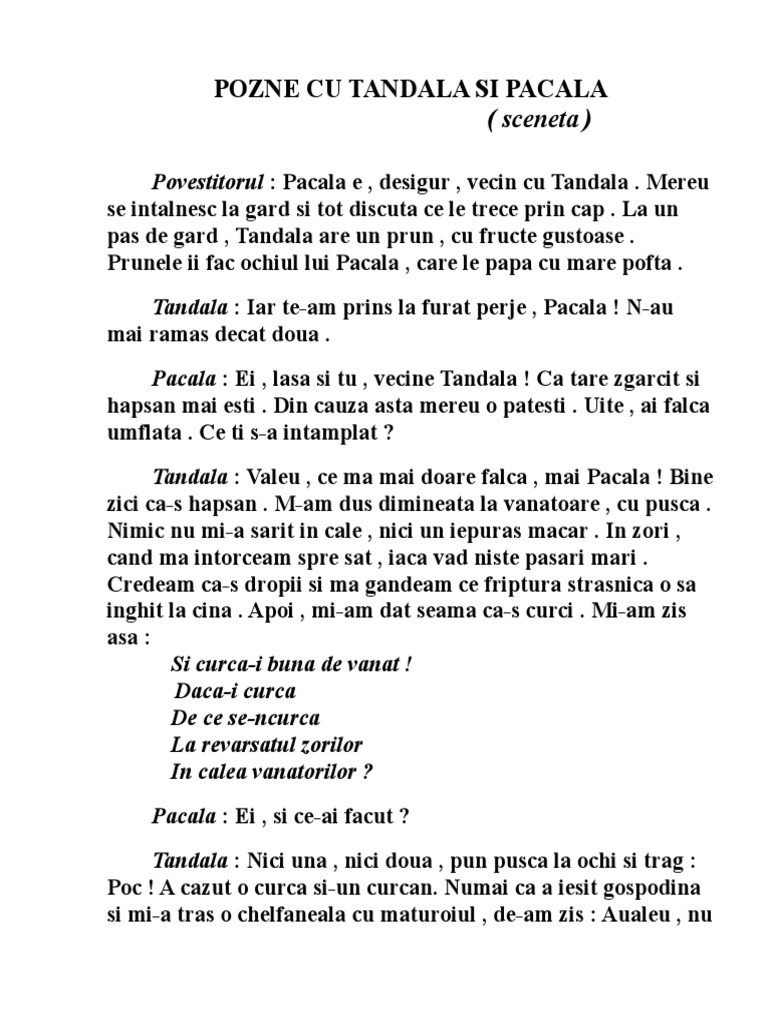 0document Sceneta Pacala Si Tandala | PDF