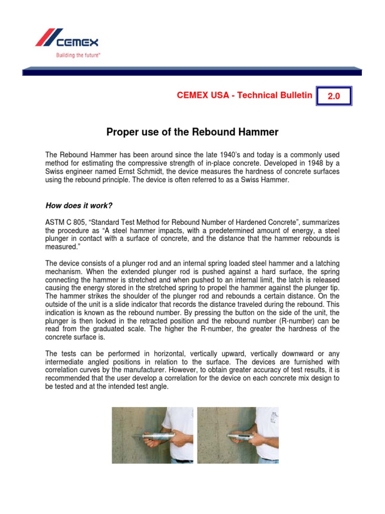 Proper Use of The Rebound Hammer PDF Concrete Manmade Materials