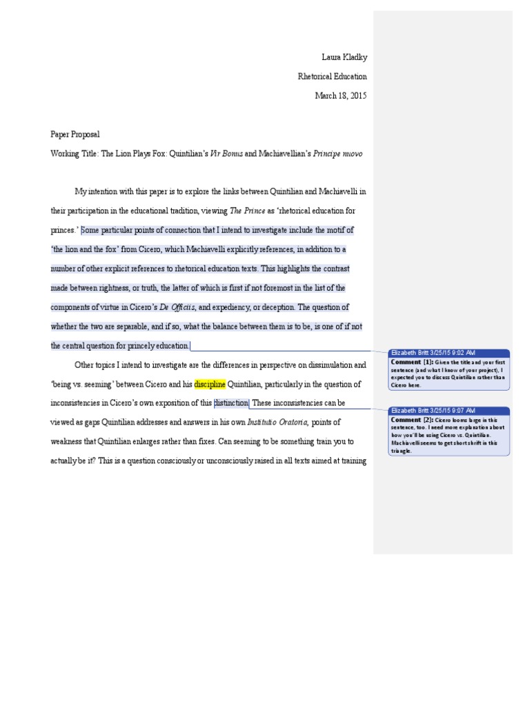 Kladky Machiavelli Proposal | PDF | The Prince | Niccolò Machiavelli