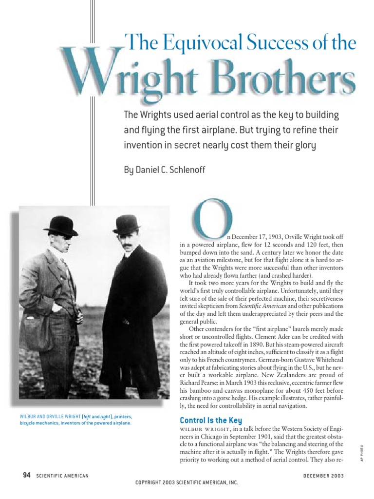 Wright Bros - Dec 2003 | PDF | Wright Brothers | Wright Flyer