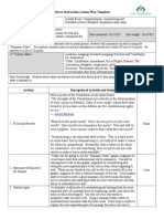 Direct Instruction Lesson Plan Template: Activity Description of Activities and Setting Time