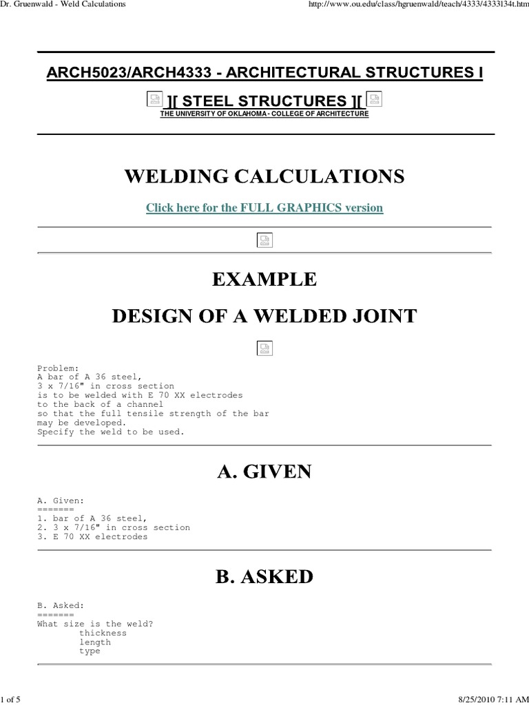 Weld Calculation Strength Of Materials Ultimate Tensile Strength