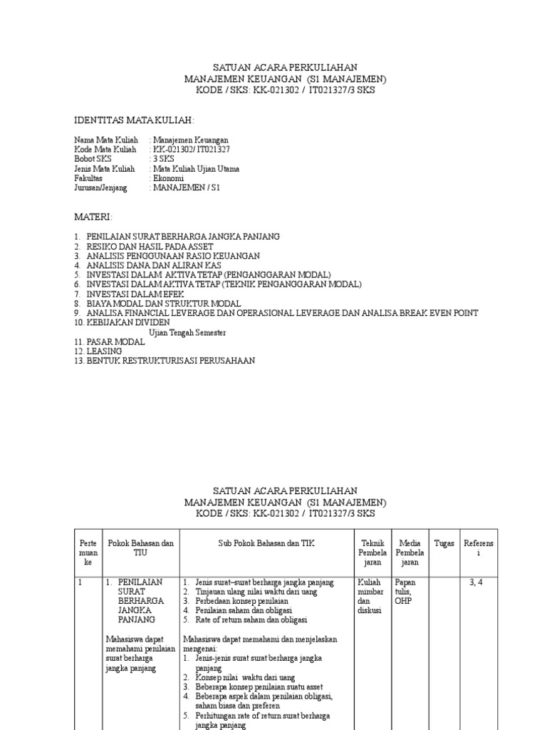 Materi Manajemen Keuangan Tentang Penilaian Surat Berharga Bagi Contoh Surat