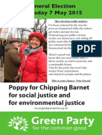 Green Party Chipping Barnet April Leaflet 2015 Poppy Flyer