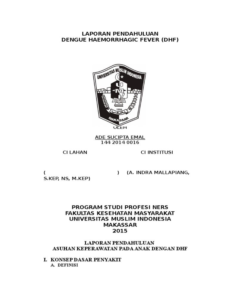 Contoh Laporan Pendahuluan Dhf Pada Anak Kumpulan Contoh