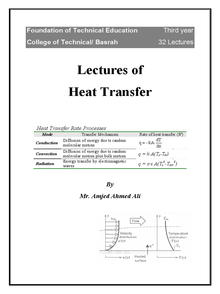 Heat Transfer Lecture Notes Pdf Heat Transfer Thermal Conduction