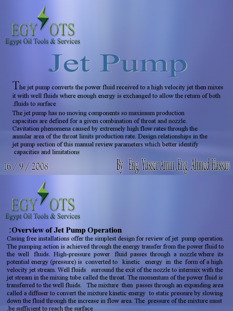 Jet Pump Presentation | PDF | Nozzle | Jet Engine