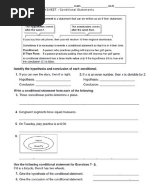 PRACTICE WORKSHEET - Conditional Statements | PDF