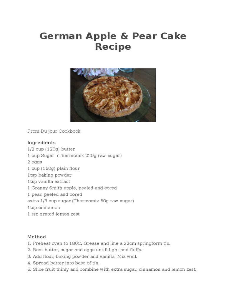German Apple Pear Cake Recipe | PDF