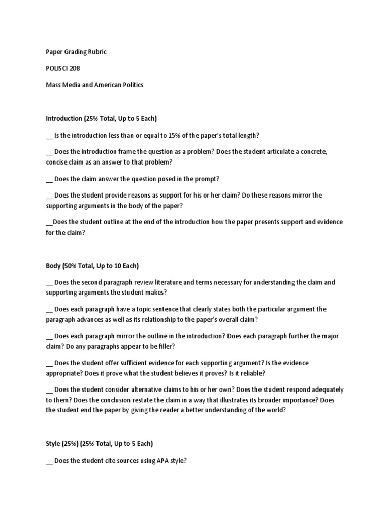 Paper+Grading+Rubric+1 0 | PDF