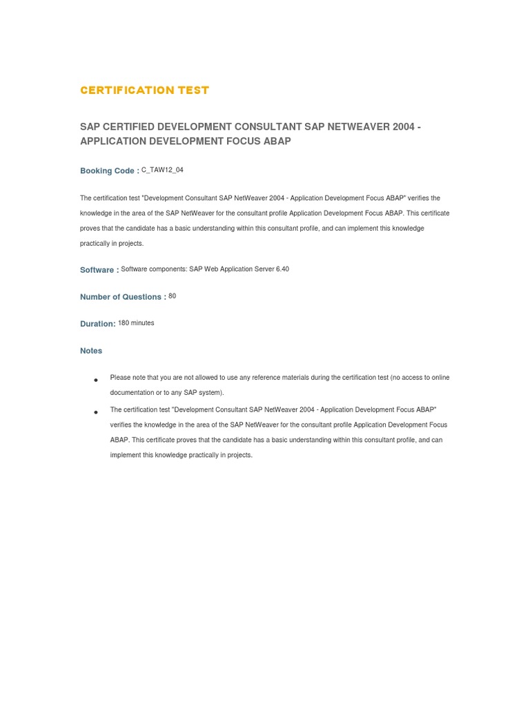 SAP ABAP Consultant Certification Guide | PDF | Information Technology ...