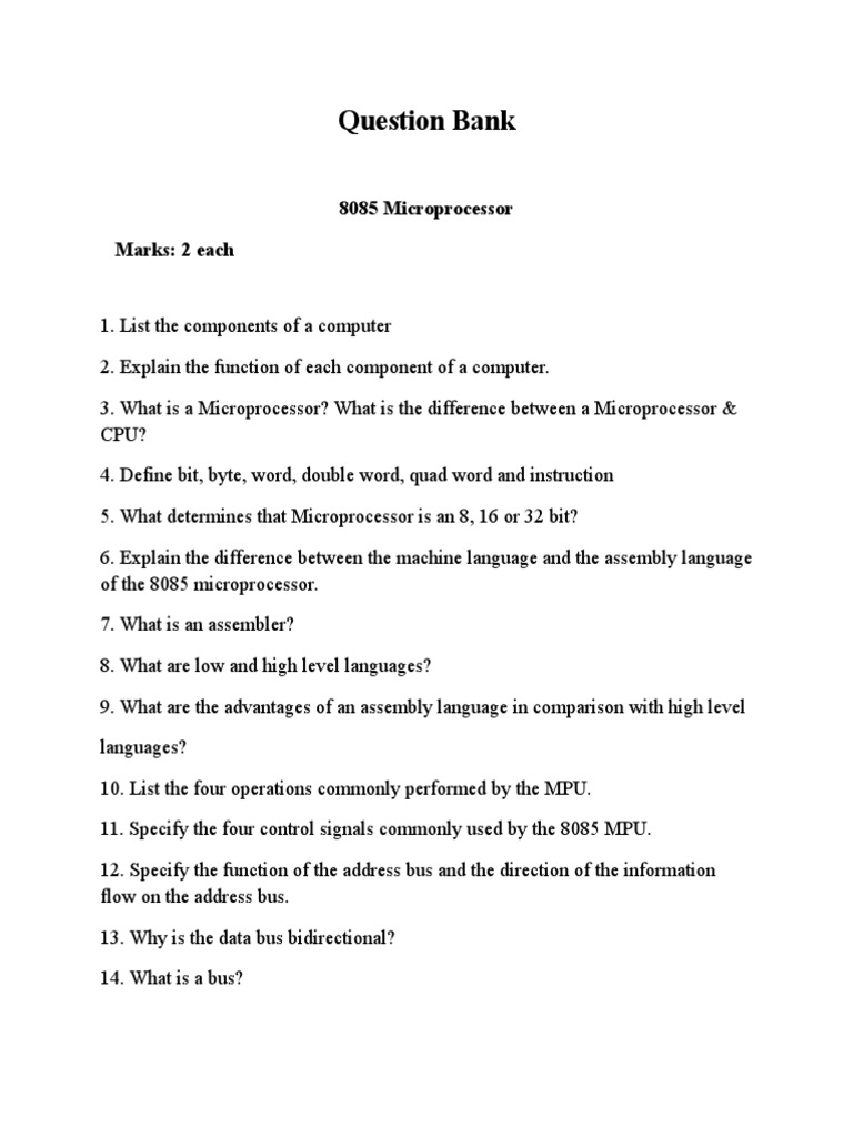 8085 and 8086 Microprocessor Q&A | PDF