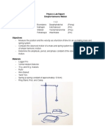 Physics Lab Report Simple Harmonic Motion