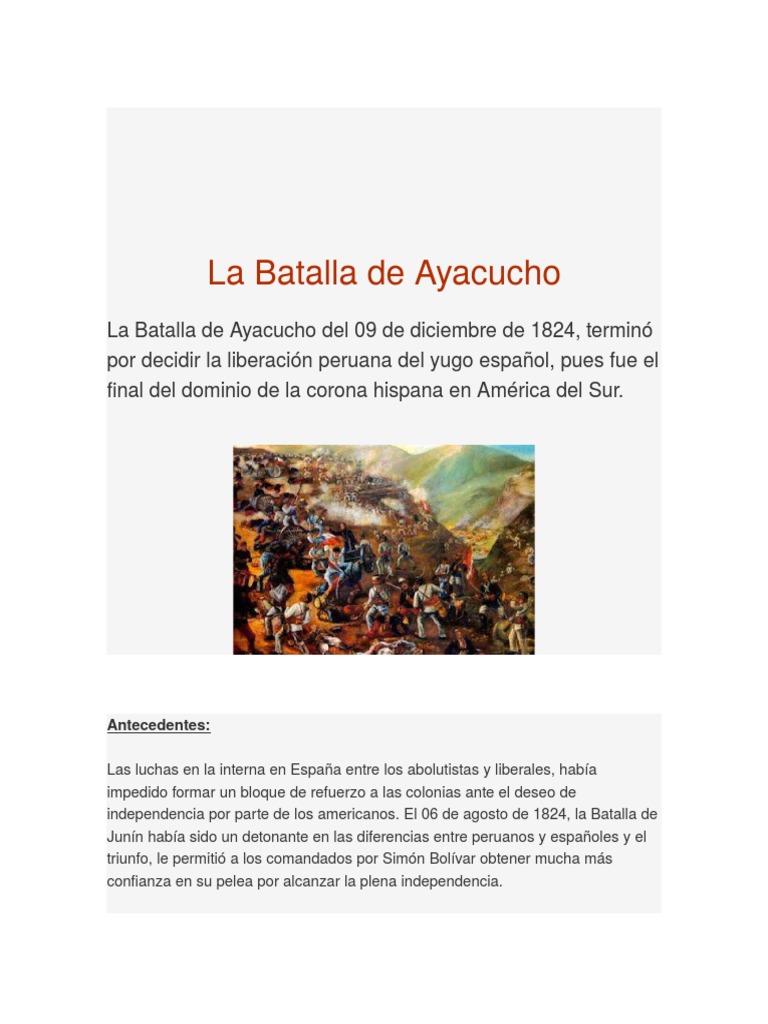 La Batalla de Ayacucho docx Pol tica - 1590923781