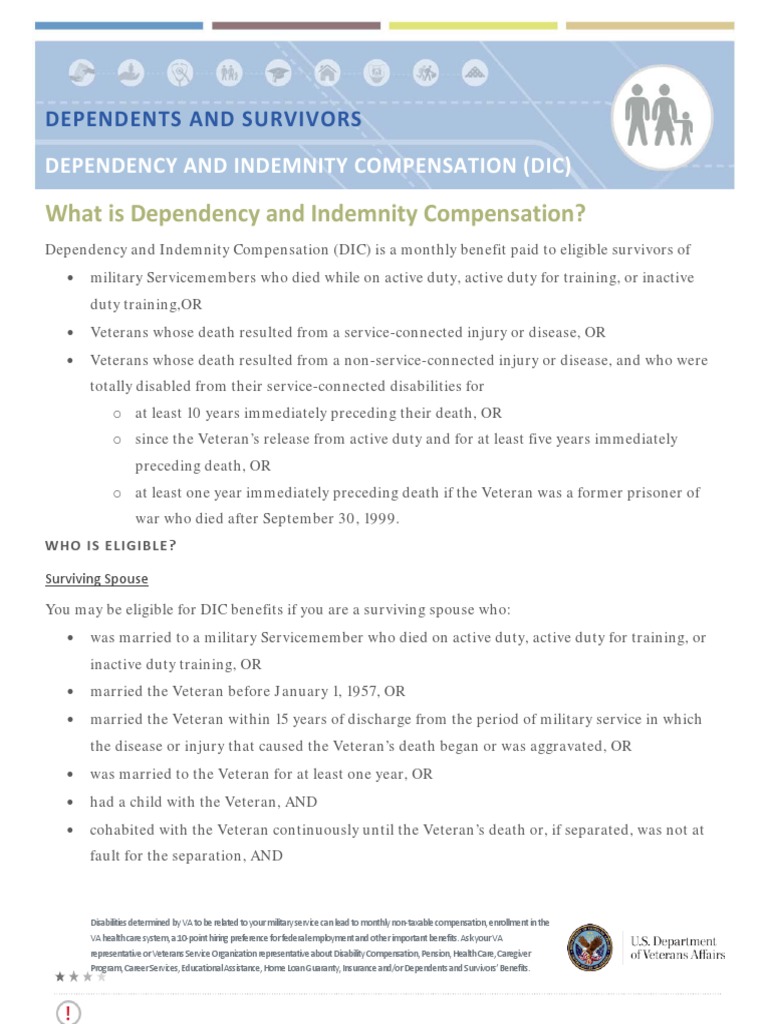 DIC Benefits For Survivors PDF Veteran Service Industries