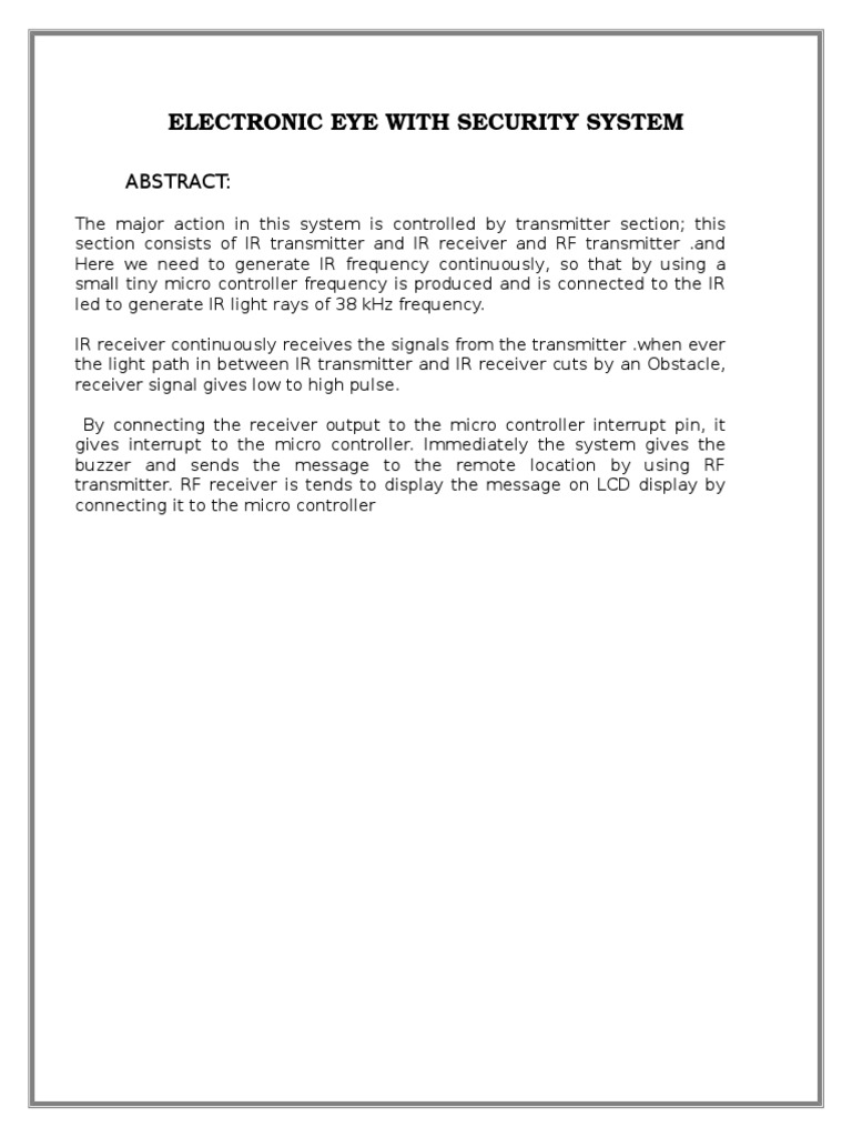 Electronic Eye Security System Overview | PDF
