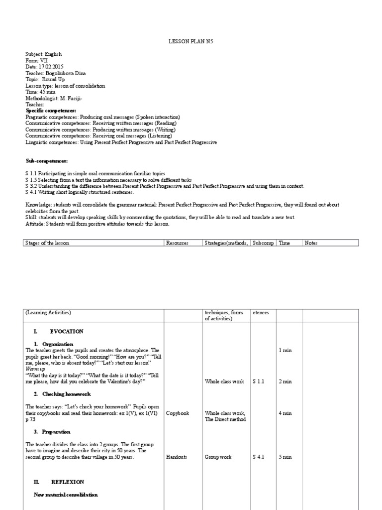 Lesson Plan n5 7 | PDF | Lesson Plan | Cognition