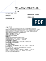 Ee4701-Advanced Ee Lab: Power Systems Lab Experiment No: 2 EE11B049-Vishnu Bhargav EE11B008 - Mrugender Lal