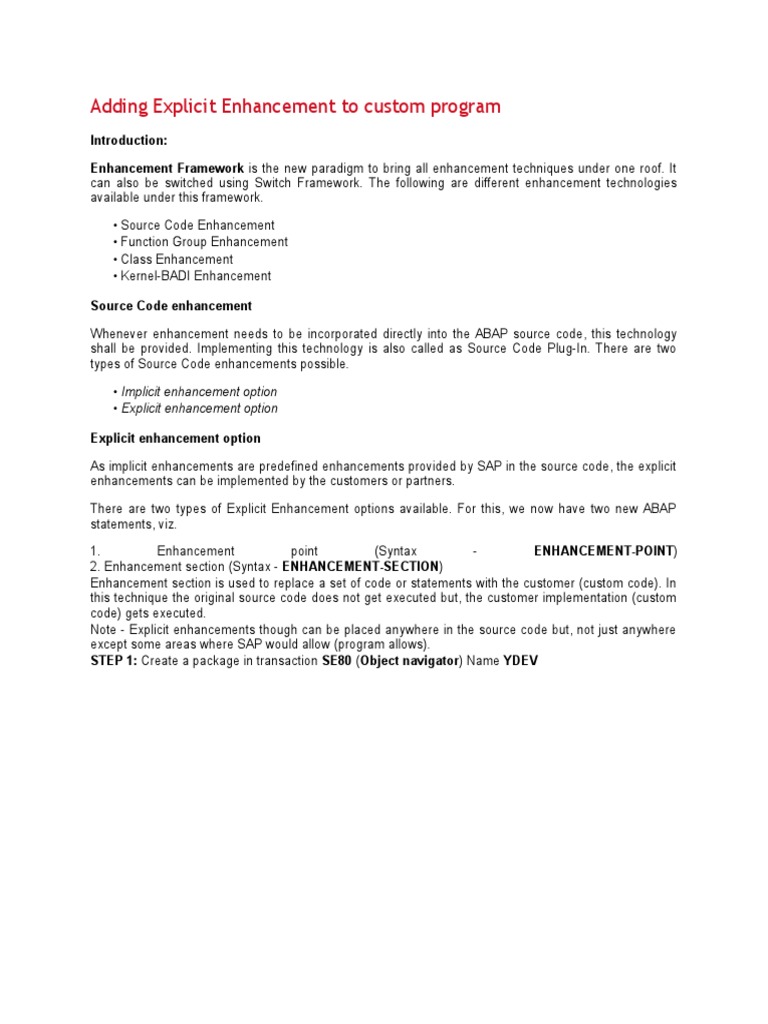 Explicit Enhancements in ABAP Programming | PDF | Inheritance (Object ...