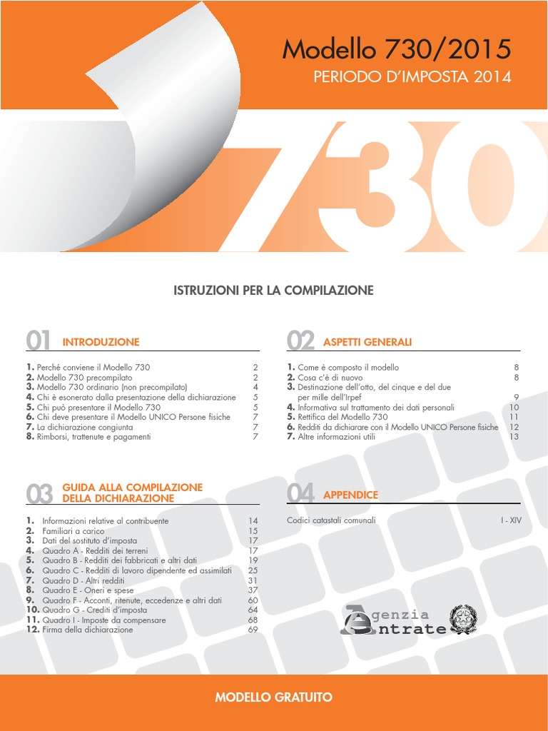Istruzioni 730 2015
