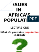 Issues IN Africa'S Population: Lecture One