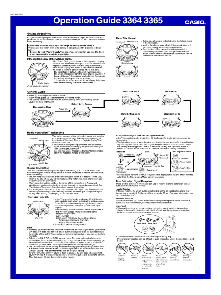 Casio 3364 PDF Watch Daylight Saving Time