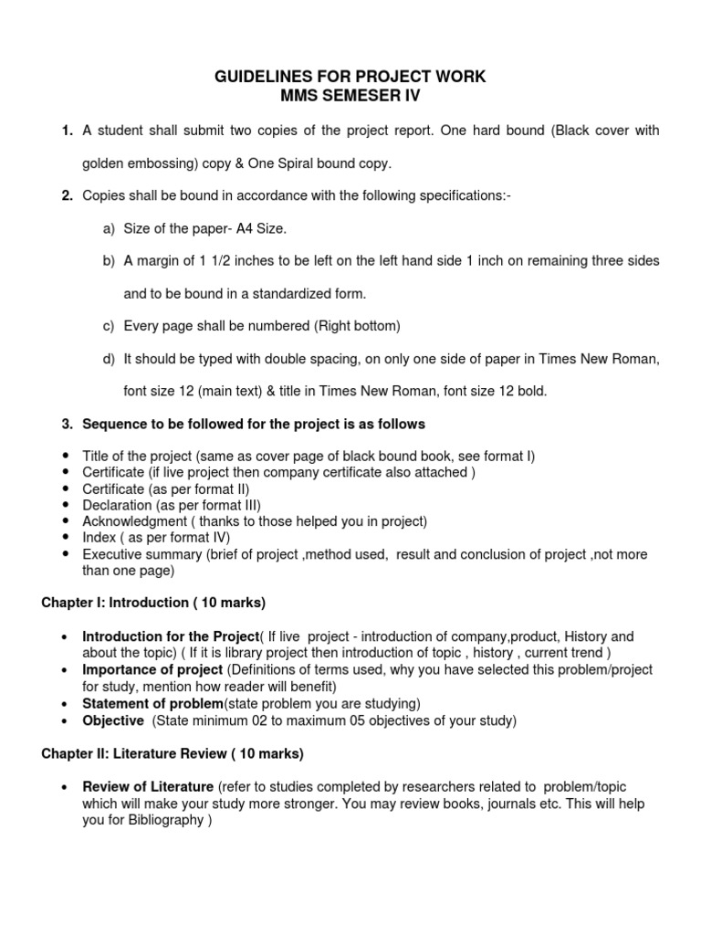 Project Work Guidelines for MMS IV | PDF | Literature Review | Data ...