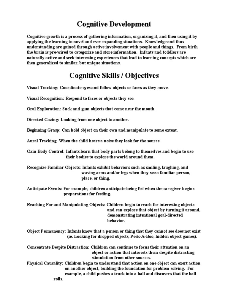 Infanttoddler Developmental Forms | PDF | Cognitive Science | Epistemology