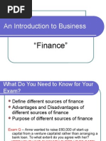 Sources of Finance