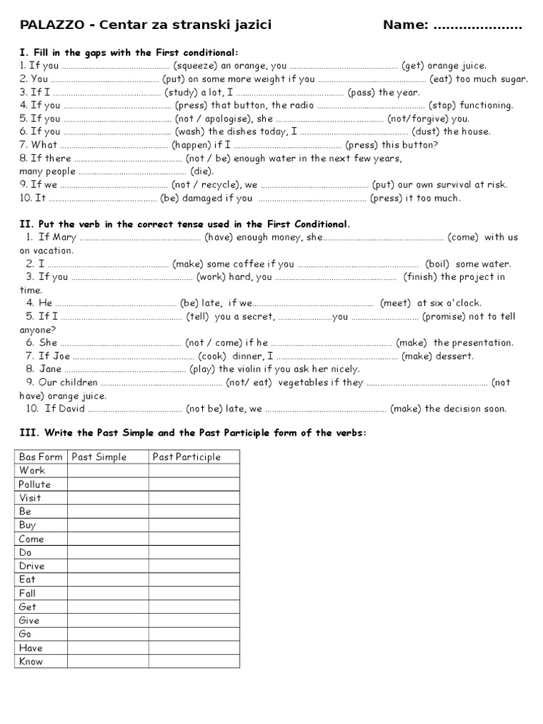 First Conditional and Present Perfect Exercises | PDF