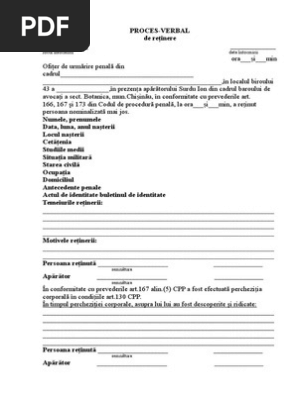 Proces Verbal De Retinere