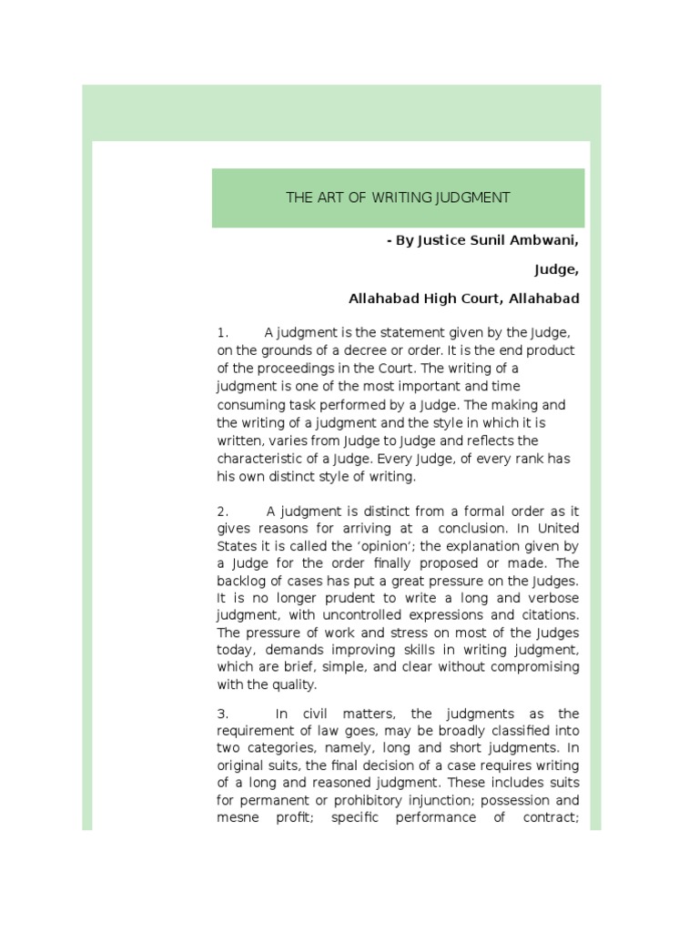 Judgement Writing Judgment (Law) Decree
