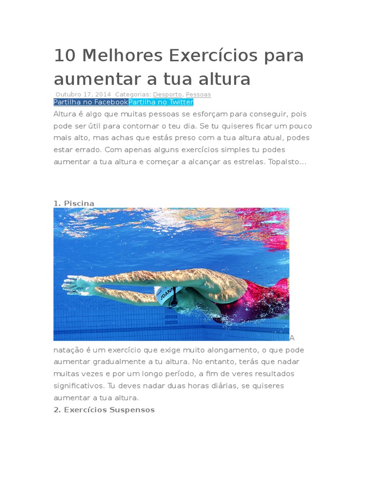 10 Melhores Exercícios para Aumentar A Tua Altura | PDF | Pé (unidade ...