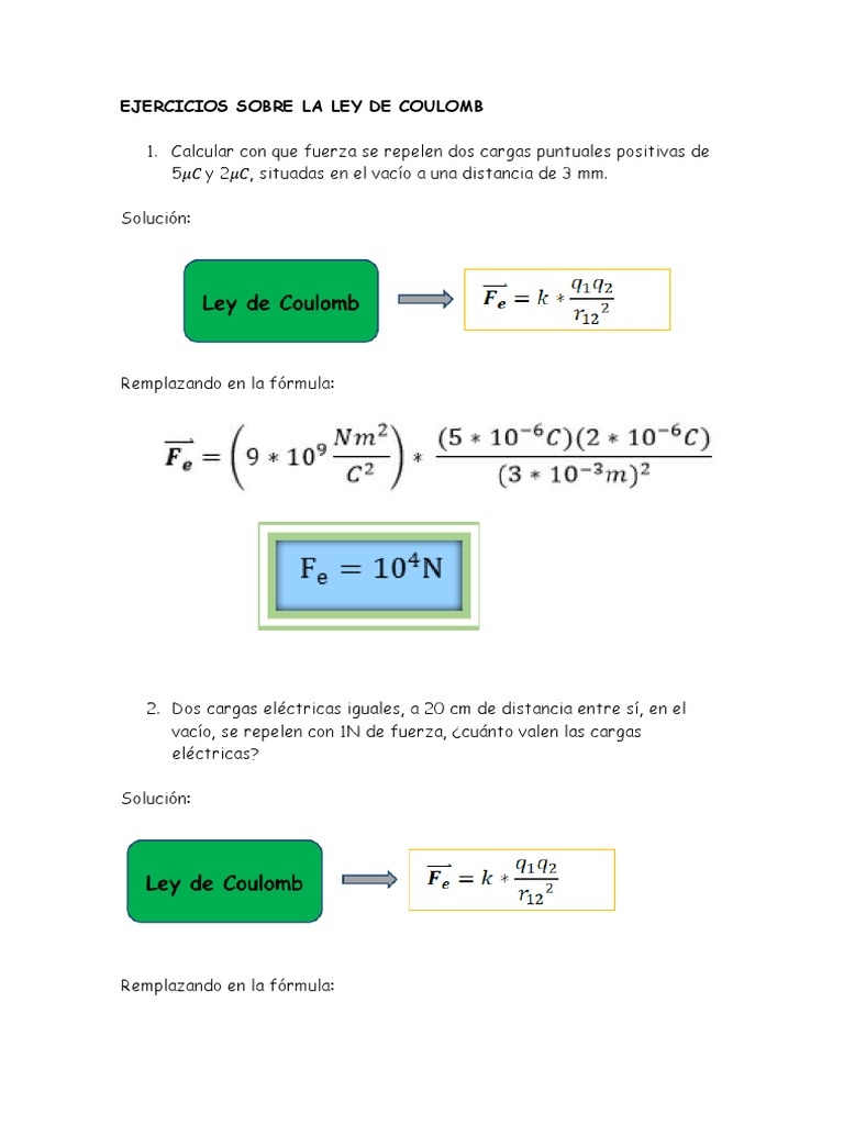 Ejercicios Resueltos Sobre La Ley de Coulomb