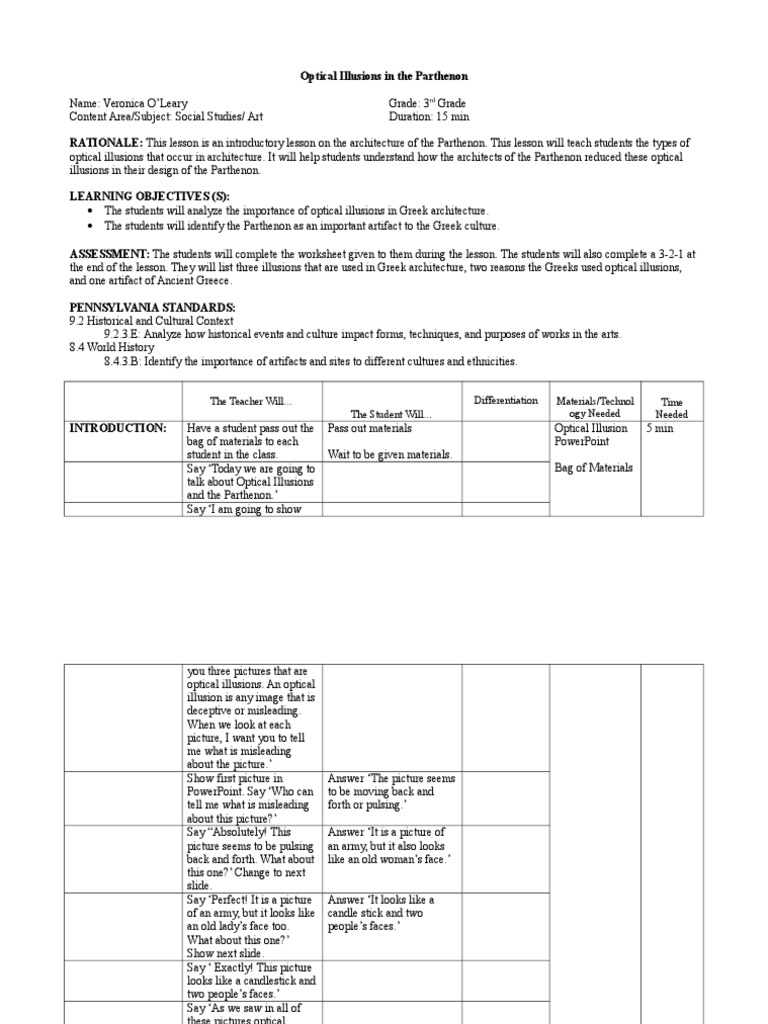 Worksheets Optical Illusion Worksheets workbooks optical illusions worksheets free printable illusion parthenon art lesson athena ancient greece