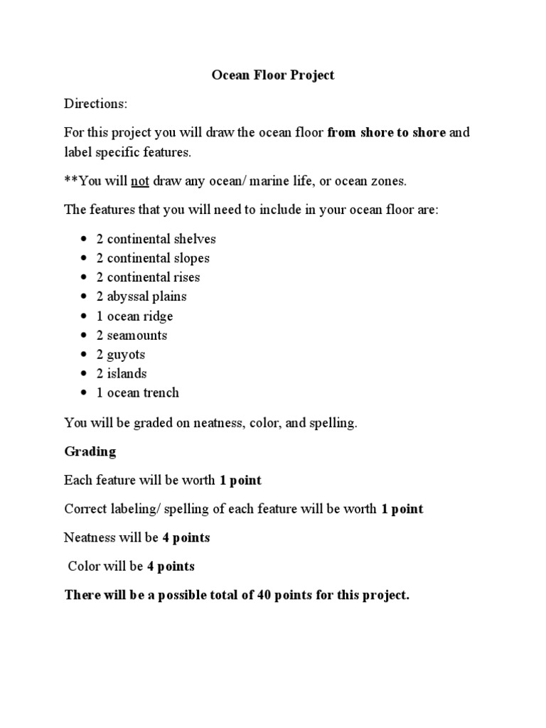 Ocean Floor Project Guidelines | PDF