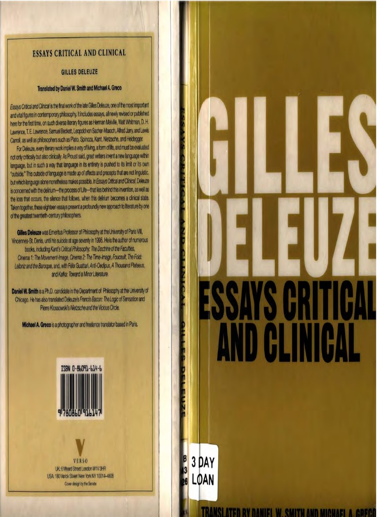 Deleuze - Critical and Clinical | PDF | Sadomasochism | Gilles Deleuze