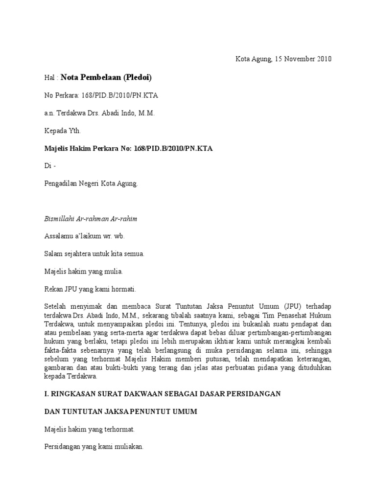 Nota Pembelaanpledoi