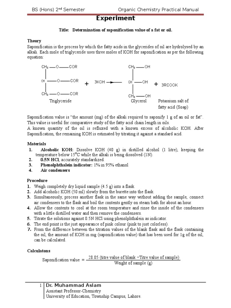 WHAT IS SAPONIFICATION VALUE IN CHEMISTRY visual data 6