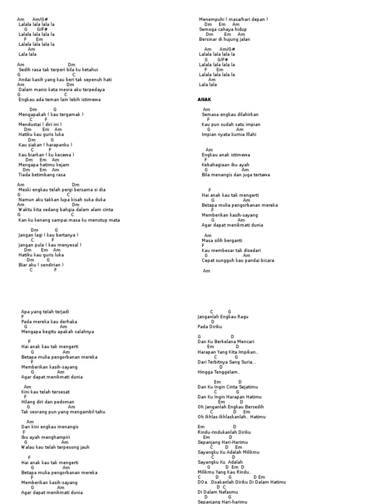 Kord Gitar Lagu Melayu Terpopuler | PDF